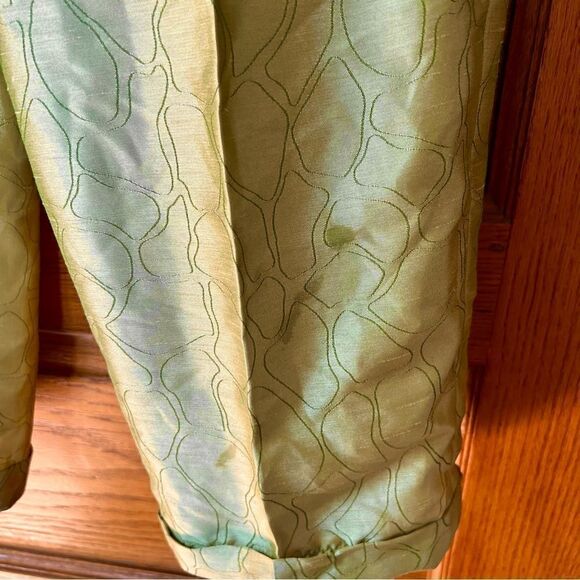 Vintage Mod Handmade One of a Kind Key Lime Sateen 2 Piece Pants Overcoat Set - Picture 15 of 15